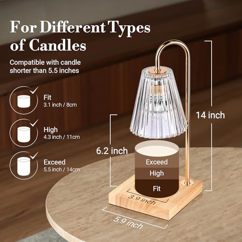 Marycele Candle Warmer Lamp with Timer Dimmer, Christmas Birthday Gifts for Mom Women Sister Her, House Warming Gifts, Thanksgiving Decorations for Office Room Home Decor, Clear Adjustable Wax Warmer - Image 3