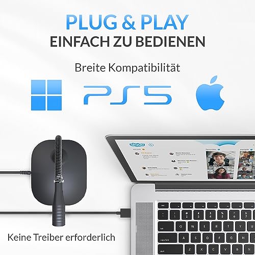 KLIM Talk USB - Standmikrofon PC und Mac - Kompatibel mit jedem Computer - Professionelles USB Mikrofon- High Definition Audio USB Microphone 2024 - Schwarz – Bild 3
