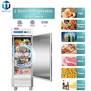   WESTLAKE-27-W-Commercial-Refrigerator-Stainless-Steel-Reach-in-Solid-Single-Door-Upright-Fan-Cooling-23-Cuft-Cooler-for-Restuarant-Bar-Shop-etc