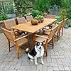 Sophia William 9 Piece Patio Outdoor Dining Table Chair Set Rattan Furniture Set of 8 Rattan Chairs and 1 Acacia Wood Rectangular Table for Yard Garden Porch and Poolside