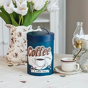 NIKKY HOME Metal Canisters for Coffee Sugar Tea Kitchen Container Farmhouse Country Decor Jar Large Rustic Decorations Steel Food Storage Tin for The Kitchen Counter - Coffee NIKKY HOME Metal Canisters for Coffee Sugar Tea Kitchen Container Farmhouse Country Decor Jar Large Rustic Decorations Steel Food Storage Tin for The Kitchen Counter Coffee