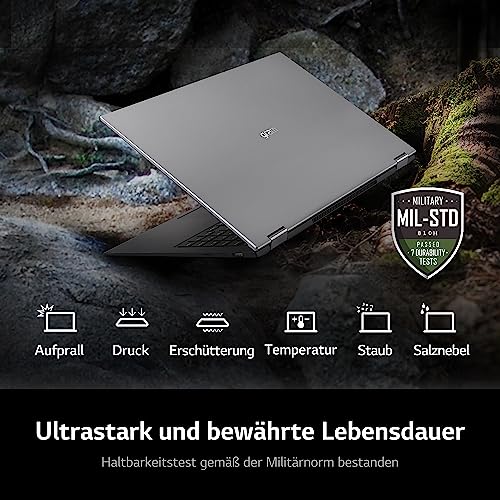2023 LG Gram 16 Zoll Ultralight 2-in-1 Convertible Notebook & Tablet - 1.480g Intel Core i7 (16GB RAM, 1TB SSD, 16:10 IPS LCD Display mit Pen Touch, Thunderbolt 4, Win 11 Home, Mirametrix) - Schwarz – Bild 8