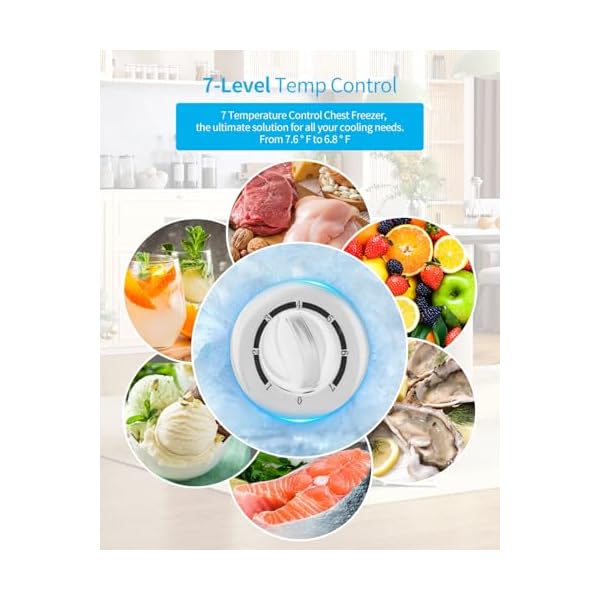   TABU-70-Cubic-Feet-Chest-FreezerTop-Opening-Deep-Freezer-with-Removable-Basket-Freestanding-Compact-Chest-Deep-Freezer-with-7-Level-Adjustable-Thermostat-White-70-CuFt