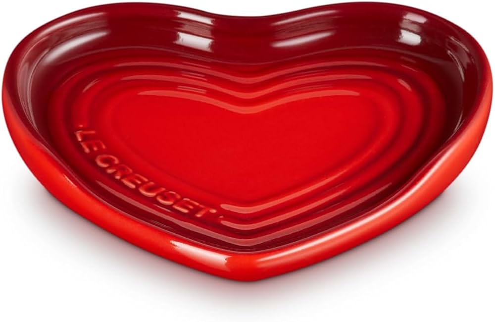 Le Creuset Cerise Stoneware Heart Shaped Spoon Rest, 5.25"