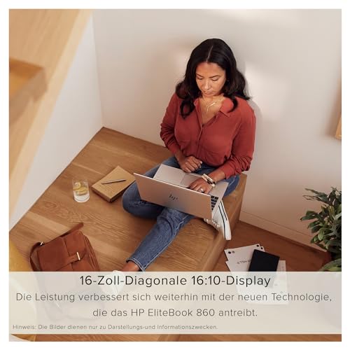 HP Elitebook 860 G10 Laptop, 16" WUXGA IPS Display, 12th Gen Intel Core i5-1335U, 64 GB DDR5 RAM, 4 TB PCIe SSD, Intel Iris Xe, Fingerprint Reader, QWERTZ Tastatur, Windows 11 Pro, Silber – Bild 4