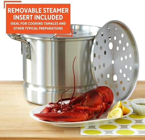 IMUSA 24qt Aluminum Steamer Durable Eco-Friendly Cookware for Kitchen Use
