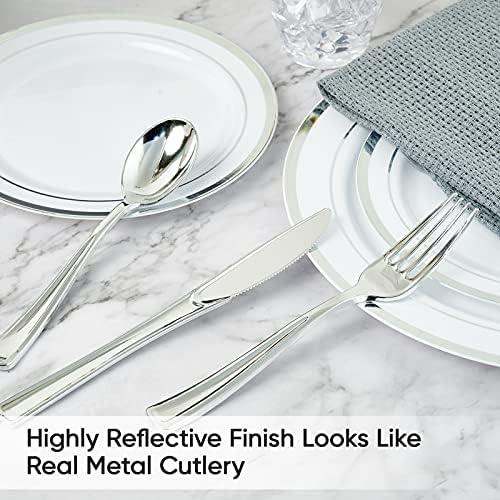 FOCUSLINE 300 Pack Silver Plastic Cutlery Set