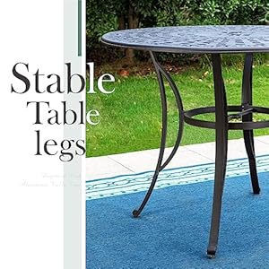   PHI-VILLA-Cast-Aluminum-High-Bar-Dining-Set-for-6-Person-7-Piece-Outdoor-Patio-Set-with-54-Dia-Cast-Top-Aluminum-Table21-Umbrella-Hole-and-6-Outdoor-Swivel-Bar-Stool-Chairs-with-Seat-Cushions