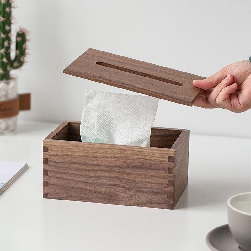Compact Wooden Tissue Box Space-Saving Removable Holder for Home Away