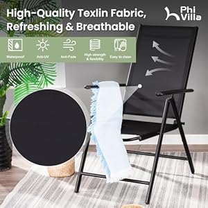 PHI VILLA 5 Pcs Patio Dining Set with Umbrella Orange Red Outdoor Table and Chairs Set with Folding Patio Chairs Adjustable Square Metal Dining Table for Yard Garden and Deck