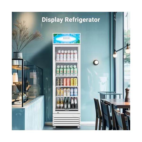   BODEGACOOLER-Commercial-Merchandiser-Refrigerator-125-CuFt-Commercial-Display-RefrigeratorGlass-Door-Display-FridgeLED-LightAdjustable-ShelvesCommercial-Beverage-CoolerWhite