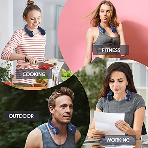 Portable Neck Fan, Hands Free Bladeless, 360° Cooling Personal Fan,Wearable Quiet Fan for Outdoor Indoor, Birthday Gifts for Men Women Mom Dad, 4000mAh Battery USB Rechargeable, 3-Speeds( Black) - Image 7