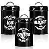 Hedume 3 Pack Airtight Canisters for Kitchen Counter Coffee Tea Sugar Metal Containers with Lids Country Rustic Farmhouse Decor for Kitchen Decorative Nesting Kitchen Canister Jars Food Storage