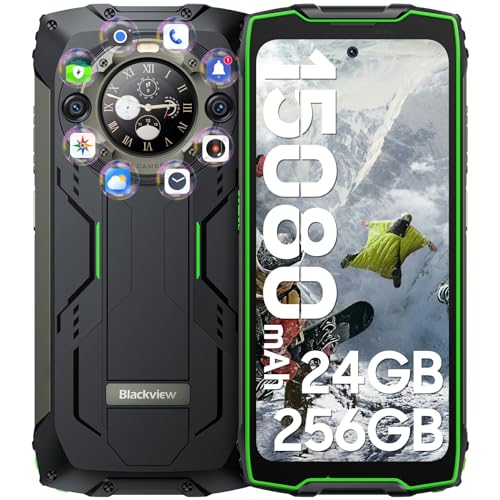 Blackview BV9300 Pro(24GB+256GB) Outdoor Handy 100LM Taschenlampe, 15080mAh 33W, 6.7'' FHD+ 120Hz 1.32'' Zurück Dsiplay Outdoor Smartphone Ohne Vertrag, 64MP+32MP Smart ISO-Kamera,NFC/GPS/IP69K