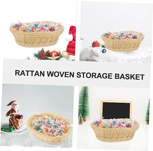 AOKWAWALIY 1pc Rattan Storage Basket with Lid 1