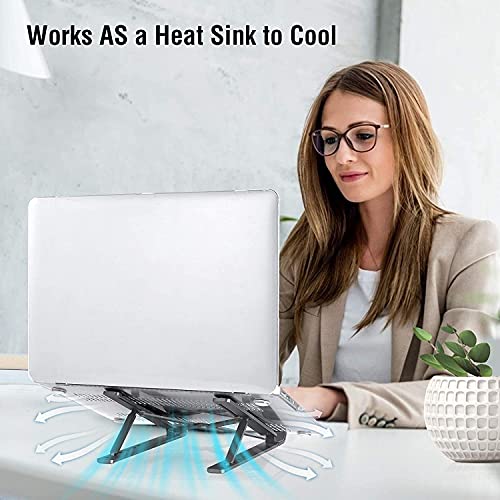 OUGEP Laptop Ständer, Faltbar Höhenverstellbar Laptopständer Tragbarer Notebook Ständer, Kompatibel mit MacBook Pro Air, iPad, Lenovo, HP Alle 10-18'' Laptops (Schwarz) – Bild 4