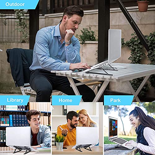 OUGEP Laptop Ständer, Faltbar Höhenverstellbar Laptopständer Tragbarer Notebook Ständer, Kompatibel mit MacBook Pro Air, iPad, Lenovo, HP Alle 10-18'' Laptops (Schwarz) – Bild 8