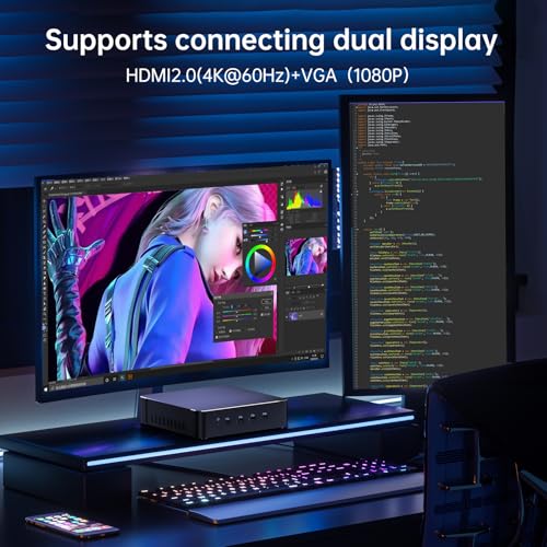 Kinupute Mini PC i9, Desktop Computer i9-11900H 8 Kerne bis zu 4.9GHz, Win-11 Pro, 64G DDR4, 2T NVME SSD, 4K@60Hz HDMI, VGA Port, USB3.0, WiFi6E, BT5.3, Gigabit Ethernet für Business/Büro/HTPC, VESA – Bild 5