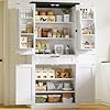 71 Tall Kitchen Pantry Cabinet Farmhouse Storage Cabinet with Barn Doors Pantry Cabinet 6 Hanging Shelves 1 Drawer Adjustable Shelves Cupboard for Kitchen Dinging Room White