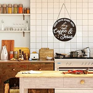   HMASYO-Coffee-Signs-Decor-for-Coffee-Bar-Good-Days-Start-with-Coffee-Jesus-Wood-Farmhouse-Wall-Sign-Coffee-Bar-Decor-for-Kitchen-Home-Office-Cafe-Coffee-Station-Housewarming-Gift-12-x-12
