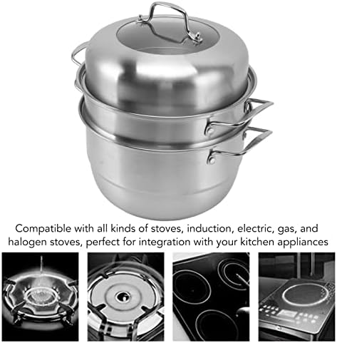 Oreilet Stainless Steel Steamer Pot Multipurpose Kitchen Tool with Handle and Lid