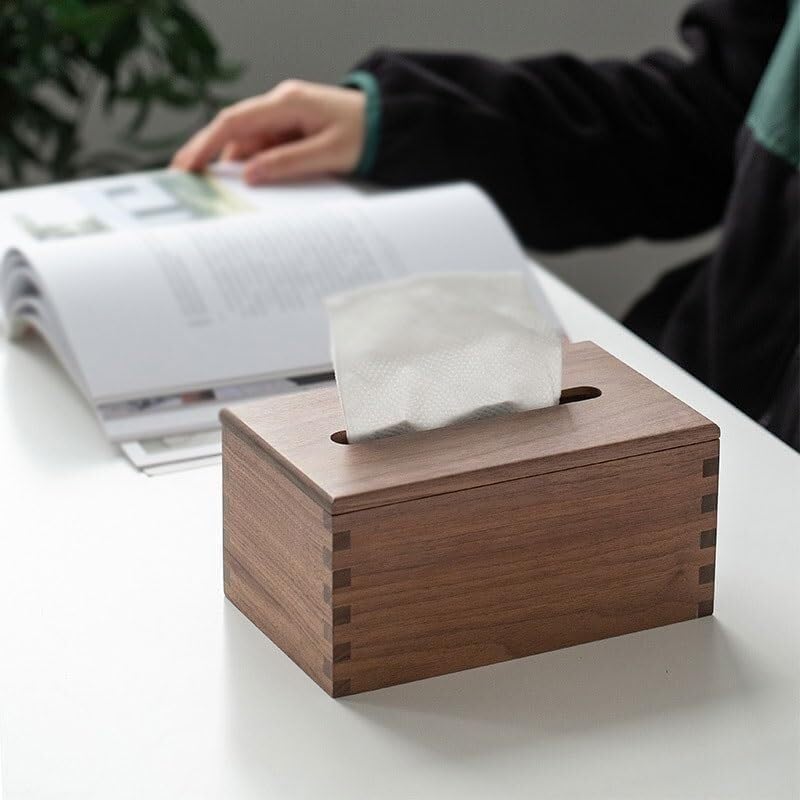 Compact Wooden Tissue Box Space-Saving Removable Holder for Home Away