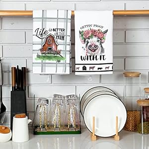   Mixweer-Set-of-4-Decorative-Kitchen-Towels-Farm-Dish-Towels-Dish-Cloths-Absorbent-Retro-Color-Hand-Towels-Tea-Dish-Washcloths-for-Cooking-Baking-Housewarming-Gift-1575-x-2362-in