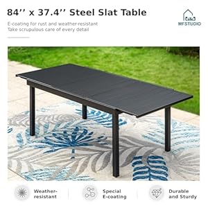   MFSTUDIO-7PCS-Outdoor-Patio-Dining-Set-6-Metal-Mesh-Swivel-Chairs-1-Rectangular-Expandable-Table-Porch-Lawn-Backyard-Garden-Furniture-Sets