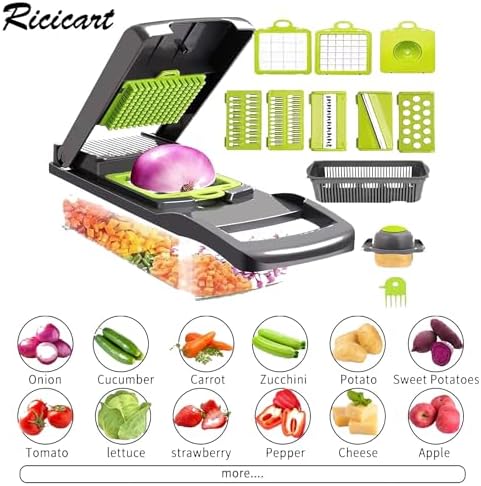 Extra-Sharp Multifunctional Chopper with 7 Interchangeable Blades for Veggies Fruits