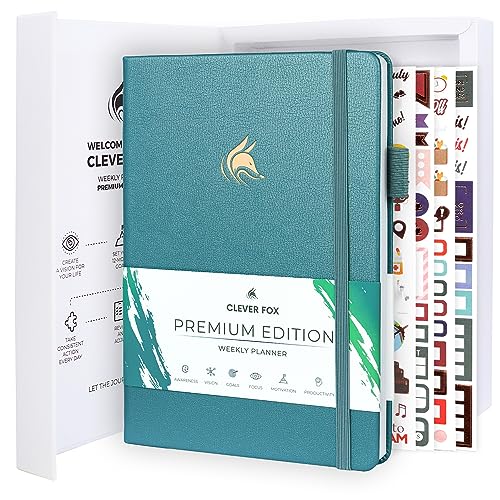 Clever Fox Planner Premium – Undated Weekly & Monthly Planner Organizer for Productivity & Time Management, A5 (Aquamarine)