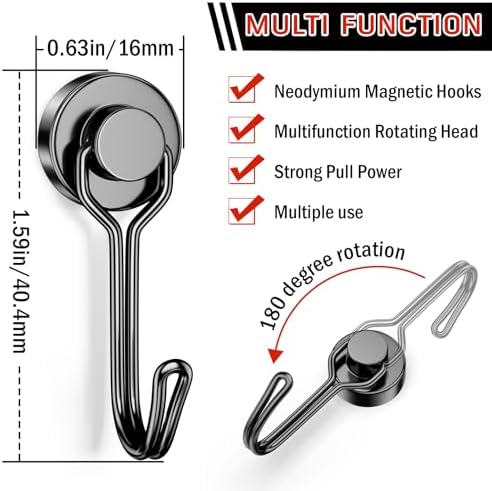 FINDMAG Magnetic Hooks 30 LBS 6 Pack