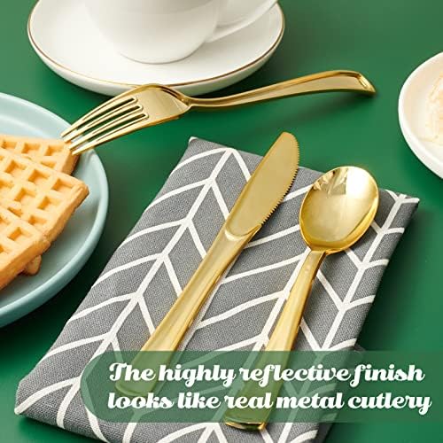 Elegant Gold Plastic Silverware Set for Parties