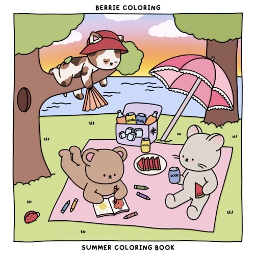 Berrie Coloring Summer: Cute and Cozy Coloring Book for Kids & Adults Featuring Easy to Color Animal Illustrations and Adorable Scenes (Cute & Cozy Coloring Books)