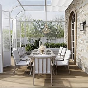 HAPPATIO Aluminum 9 Piece Patio Dining Set Aluminum Outdoor Dining Set for 8 Aluminum Dining Table and Chairs Set Patio Dining Furniture with Aluminum Table and Chairs Gray