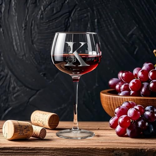Personalized Gifts for Women, Monogrammed A-Z Wine Glass Customized Gift, Unique Christmas Birthday Gifts for Women Her Mom Friend Sister Wife Daughter Nurse (K) - Image 7
