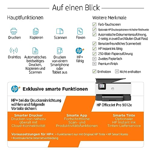 HP Farb-Tintenstrahl-All-in-One-Drucker - Officejet pro 9012e - Ideal für die Familie - 6 Monate Instant Ink im Lieferumfang vo – Bild 3