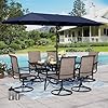  Sophia-William-Patio-Set-with-Umbrella-8-Pieces-Outdoor-Dining-Set-for-6-with-13ft-Double-Sided-Patio-Umbrella-Navy-6-x-Swivel-Patio-Chairs-1-Metal-Table-for-Lawn-Garden