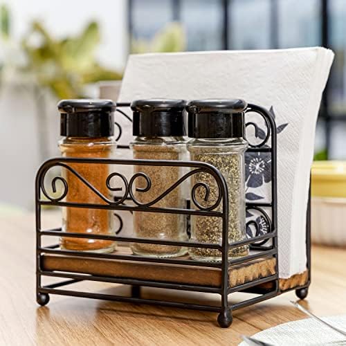MyGift 2-in-1 Disposable Napkin Salt Pepper Caddy