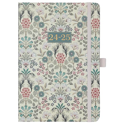 Indeme Academic Diary 2024-2025 - Diary 2024-2025 Week to View from August 2024 - July 2025, 2024-2025 Diary with Pen Loop, 21.5 x 15.5 x 1.5 cm, Green