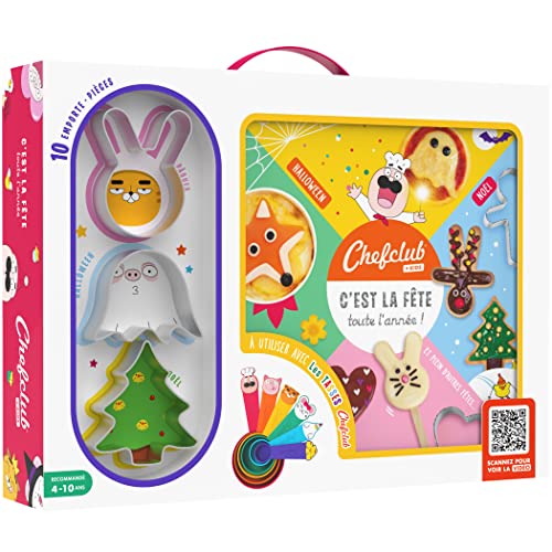 Chefclub Kids - Coffret de 10 Emporte-Pièces et Livre de Cuisine pour Enfant - C'est la Fête Toute L'Année - Recettes pour Toutes Les Grandes Occasions du Calendrier