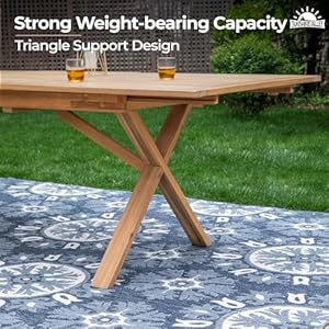 Acacia Wood 7 Piece Patio Dining Sets for 6 Outdoor Dining Set with Expandable Teak Dining Table197 Umbrella Hole Wooden Chairs Outdoor Table and Chairs for BackyardDeck