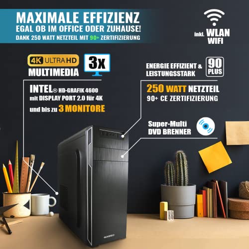GREED® Multimedia PC mit Intel Core i7 4790 - Schneller Rechner + Computer für Büro & Home Office mit 4,0 GHZ, 16GB RAM/Arbeitsspeicher - 240GB SSD + 1TB - DVD+RW - USB3.0 - WLAN, inkl. Windows 11 Pro – Bild 7