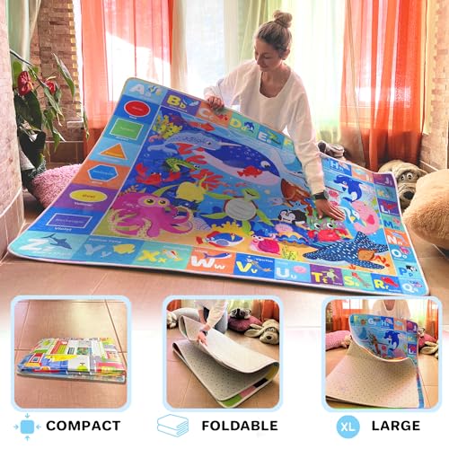 QUOKKA Baby Play Mat - Ocean ABC Rug for Kids