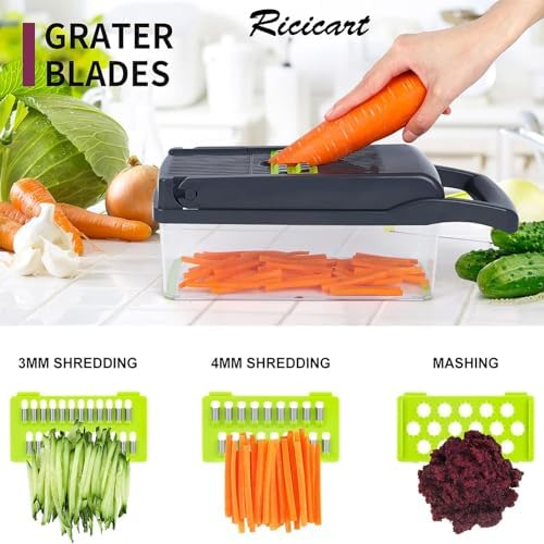Extra-Sharp Multifunctional Chopper with 7 Interchangeable Blades for Veggies Fruits