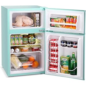   Antarctic-Star-Compact-Mini-Refrigerator-Separate-Freezer-Small-Fridge-Double-2-Door-Adjustable-Removable-Retro-Stainless-Steel-Shelves-Living-roomKitchenDormOffice-32-cu-ftGreen