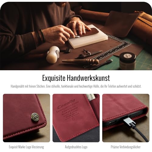 XYGLOW Handyhülle für Xiaomi Redmi Note 13 Pro 5G Hülle Klappbar Premium PU Lederhülle Klapphülle【RFID Schutz】Kartenfach Standfunktion Schutzhülle für Redmi Note 13 Pro 5G Flip Case Tasche Cover,Rot – Bild 7