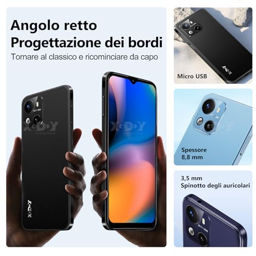 Xgody X18 Smartphone, Display HD 6,26 Zoll, 2 GB RAM + 16 GB ROM/256 GB-TF, 8 MP + 5 MP, Akku 4000 mAh, Android OS, 4G Dual SIM Handy, Face ID/3 Slot/3,5 mm Jack - Schwarz – Bild 6