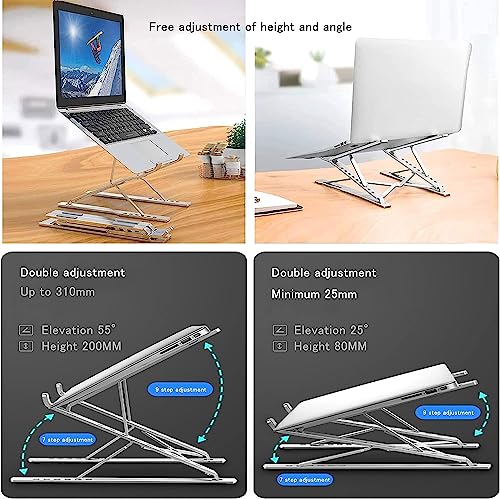 KINGDATA Laptop Ständer, ergonomischer Aluminium-Laptop-Erhöhung für Schreibtisch, Computer ständer 7 + 9 Stufen höhenverstellbar, Faltbarer Notebook Ständer, kompatibel mit allen 10-17 Zoll Laptops – Bild 3