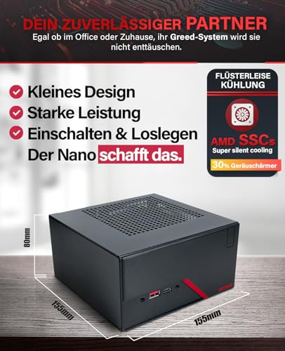 Greed® Nano Pro - High End Mini PC mit AMD Ryzen 7 5700G - Silent Multimedia Computer + Micro Desktop Rechner für Büro & Office mit 4,6 GHZ - 32GB DDR4 RAM - 1TB SSD - USB 3.2 - WLAN + Win 11 Pro – Bild 7