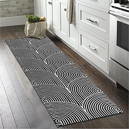Tiffasea Woven Runner Rug 2x6 Black White